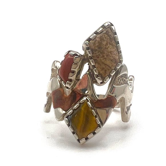 Carolyn Pollack Copper & Sterling Silver 925 Abstract Statement Ring, Size 8 - Picture 1 of 3